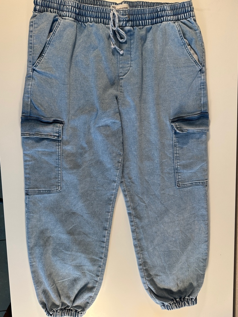 No Boundaries Light Blue Relaxed Cargo Jogger Jeans for Men
